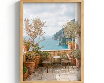 Lámina decorativa de la costa mediterránea, póster de la playa de la Costa Amalfitana, paisaje oceánico, decoración veraniega, estilo playero para el hogar MCIT0006