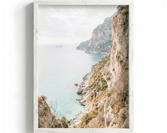 Trendy Italian Coast Wall Art, Mediterranean Minimalist Beach House Decor, Summer Travel Print, Landscape Aesthetic Vintage Poster MCIT0017