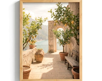 Arte mural costero, póster Dolce Vita, lámina de arte mediterráneo, obra de arte descargable de playa de verano, lámina imprimible de la costa, decoración vintage MCIT0002