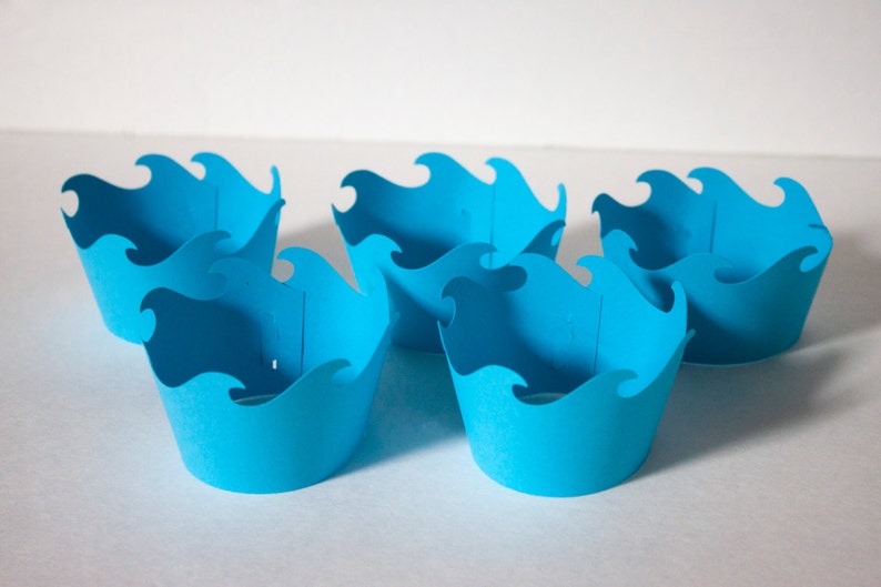 Ocean Wave Cupcake Wrapper Set of 12 Etsy