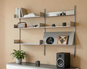 Opbergrek voor keukengerei, modulaire planken, roestvrijstalen plank, decordisplayplank, wandplank, woondecoratie, housewarmingcadeau.