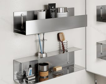 Opbergplank keuken, opbergrek badkamer, metalen wandopberger, opberger thuis, zwevende muurplank, housewarmingcadeau, wandplank.