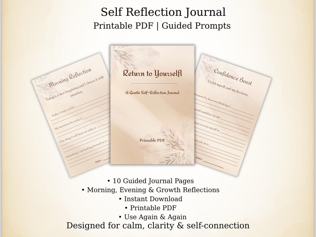 Weekly Reflection Self Journal.pdf Self Reflection Journal Printable PDF, Guided Prompts, Self Care ...