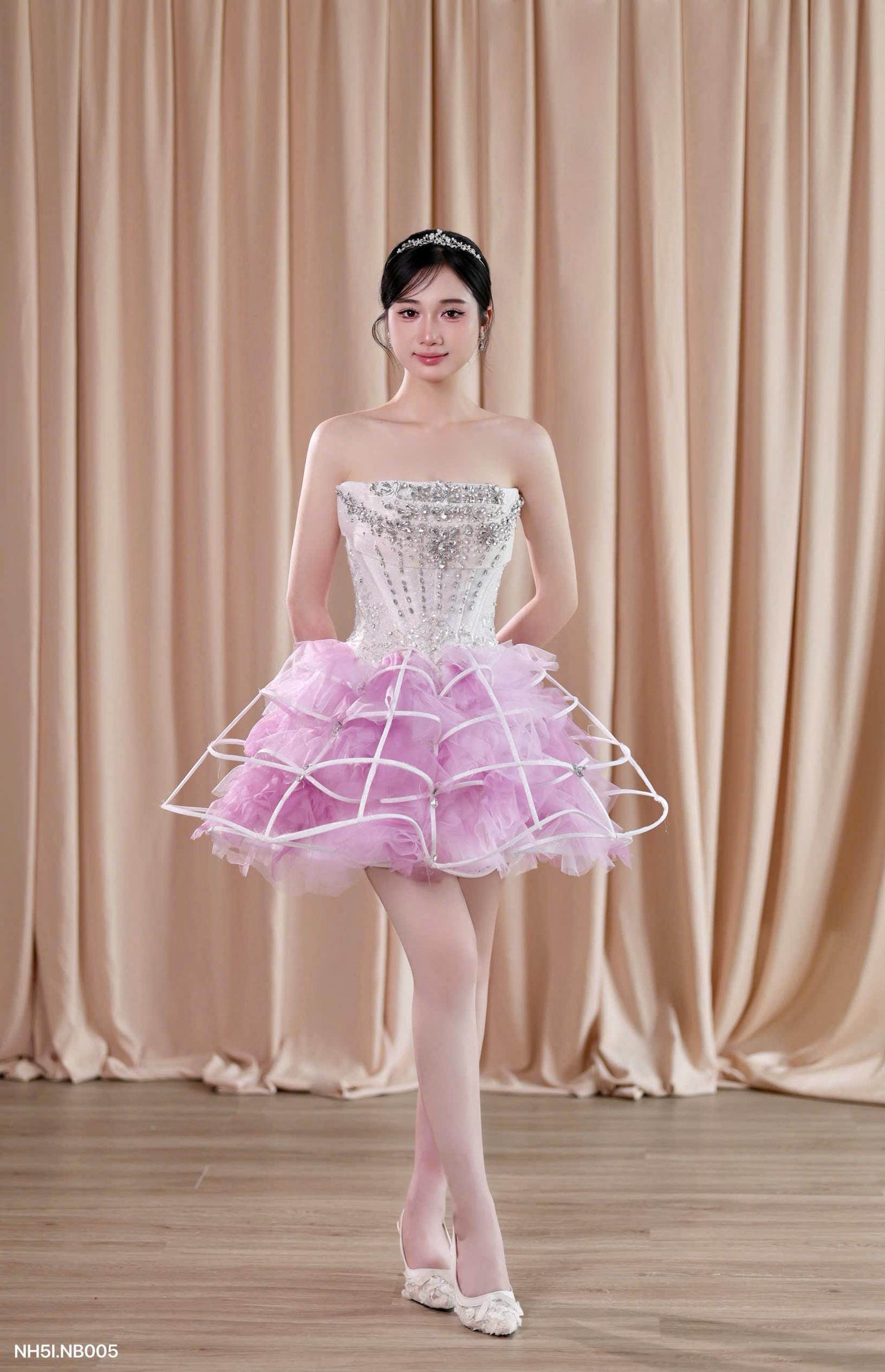 white christmas dresses Sparkly Pink Corset A Line Short Floral Homecoming Dress with Sequins main image 1