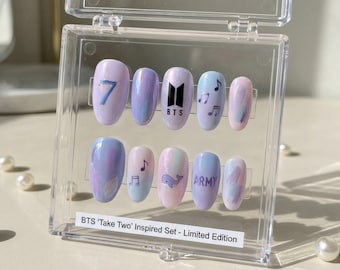 BTS Nails Box: Take Two Inspired Purple Aurora Press On Nails