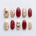 Handmade BTS Nails Box: Arirang Inspired Floral & Koren Whale Press On Nails product logo