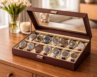 14 Slot Watch Storage Holder Case Organizer Gift for Men Women Display Box