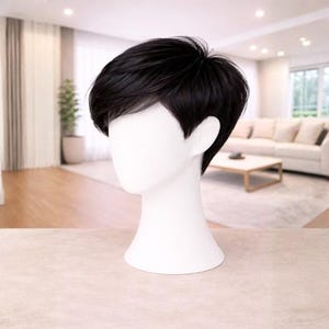 100% Short Pixie Cut Wig in Natural Black, Modern Synthetic Hairpiece for Effortless Style, Easy-to-Wear Wig for Everyday Look