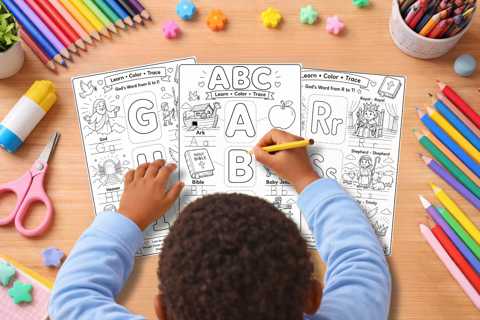 Bible ABC Coloring Pages for Kids | Christian Alphabet Printable ...