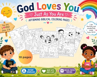 Páginas para colorir com afirmações bíblicas positivas, atividades para escola dominical, folhas para colorir.
