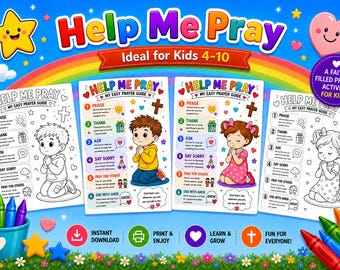 Help Me Pray - Easy Prayer Guide for Kids I Boy & Girl Bundle I 4 Printable Pages I Instant Download