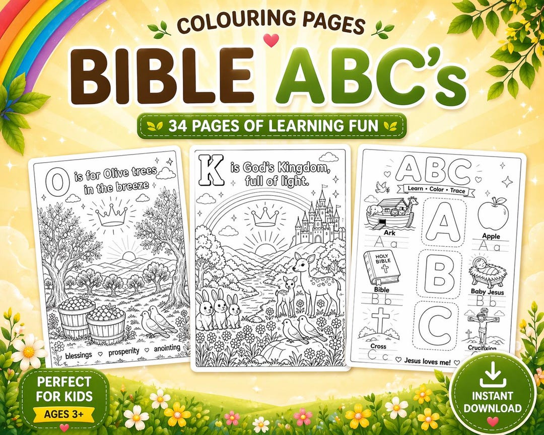 Bible ABC Coloring Pages for Kids | Christian Alphabet Printable ...