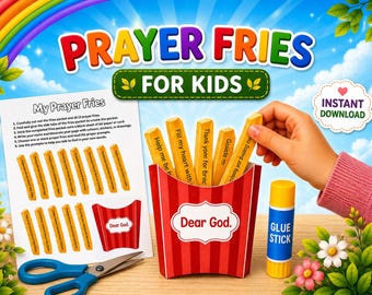 Prayer Fries for Kids | Printable Christian Prayer Craft | Sunday School Activity | Bible Craft | Instant Download PDF