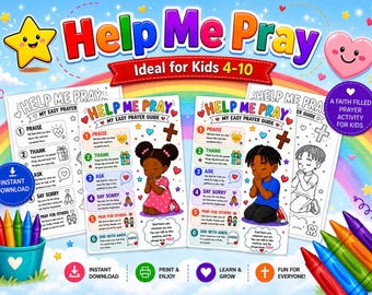 Help Me Pray – Easy Prayer Guide for Kids | Boy & Girl Bundle | 4 Printable Pages | Instant Download