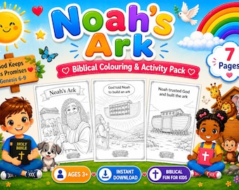 Desenhos para colorir e atividades da Arca de Noé | Atividades cristãs para crianças | Atividades baseadas em histórias bíblicas | Escola Dominical