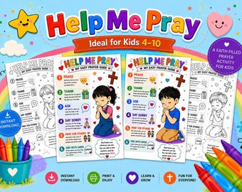 Help Me Pray – Easy Prayer Guide for Kids | Boy & Girl Bundle | 4 Printable Pages | Instant Download