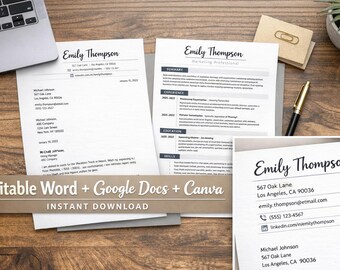 Pacote de modelos de currículo e carta de apresentação compatíveis com ATS (Word)