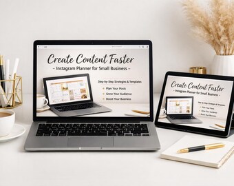 Planejador de conteúdo para Instagram para pequenas empresas – Calendário de 30 dias + Modelos de legenda – Download digital