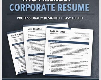 Modelo de currículo ATS + Carta de Apresentação | Currículo Corporativo + Guia | Word e Google Docs