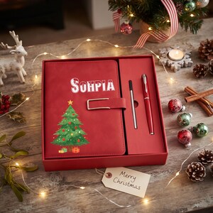 Personalized Christmas Notebook, Custom Name Holiday Journal, Christmas Gift for Her, Festive Writing Journal, Unique Xmas Keepsake Gift