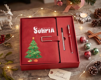 Personalized Christmas Notebook, Custom Name Holiday Journal, Christmas Gift for Her, Festive Writing Journal, Unique Xmas Keepsake Gift