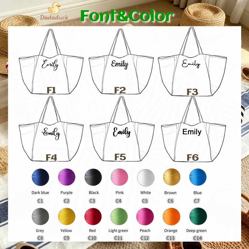 Personalized Striped Tote Bag, Custom Embroidered Name Beach Bag, Large Canvas Tote, Vacation Bag, Bridesmaid Gift, Travel Tote image 4