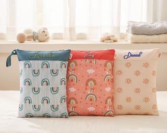Bolsa impermeable personalizada, bolsa impermeable PUL bordada a medida, bolsa de almacenamiento con nombre, organizador para artículos húmedos y secos, bolsa de viaje, organizador de artículos esenciales para la familia.