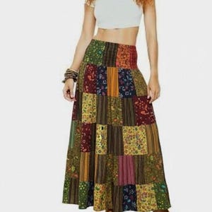 CHANTERELLE  MUSHROOM Patchwork Hippie Boho Festival Smocked Skirt