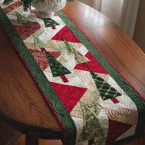 Camino de mesa acolchado con árbol de Navidad, decoración navideña para la mesa, detalle festivo para la mesa 2024, decoración de temporada para el hogar