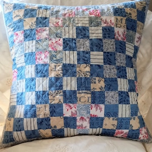 Handcrafted 20" Pillow Cover,  Quilted Patchwork