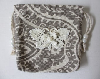 Handcrafted Rosary Canvas Drawstring Pouch