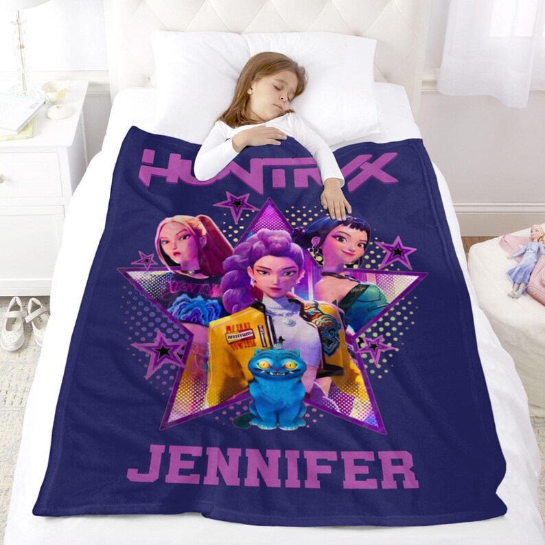 Personalized Huntrix Girls Blanket, Custom Kpop Demon Hunter Blanket ...