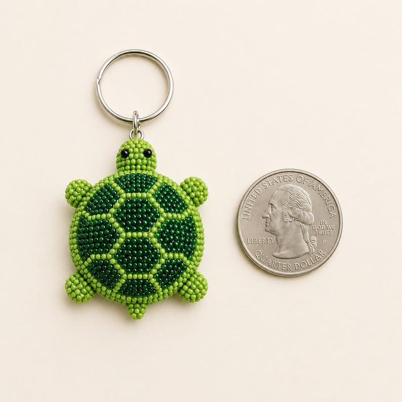 3D Beaded Turtle Keychain Pattern (PDF) Round One Shape Seed Bead Tutorial image 7