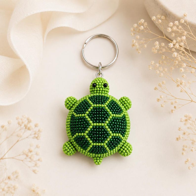 3D Beaded Turtle Keychain Pattern (PDF) Round One Shape Seed Bead Tutorial image 10