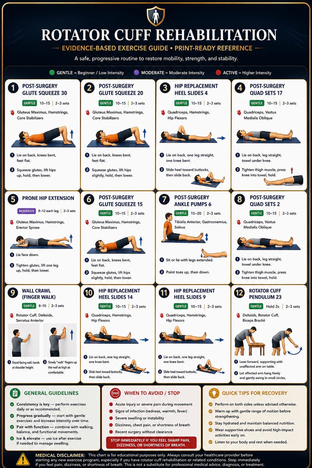 Rotator Cuff Rehab Exercises | Shoulder Physical Therapy Chart ...