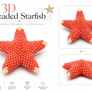 3D Beaded Starfish Pattern PDF, Coral Starfish Tutorial, Seed Bead Guide (Digital Download)