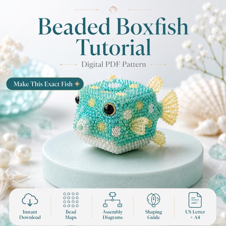 Beaded Boxfish Tutorial PDF, Seed Bead Fish Pattern, Assembly Guide ...