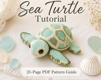 3D Beaded Sea Turtle Pattern, Intermediate Seed Bead Tutorial (PDF Download)