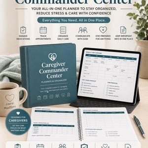 Organizador del centro de mando para cuidadores / Planificador interactivo en PDF (descarga digital)