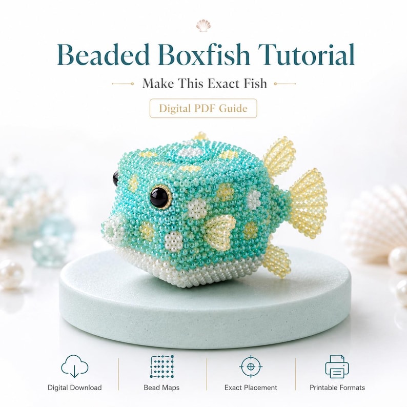 Beaded Boxfish Tutorial PDF, Seed Bead Fish Pattern, Assembly Guide ...