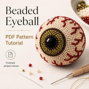 Handledning för ögongloben med pärlor i PDF-format, broderimönster för läskiga Halloween-pärlor (digital nedladdning)