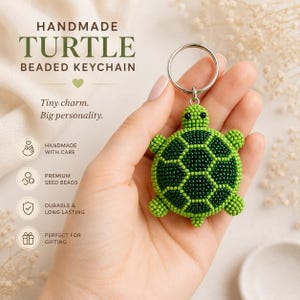 3D Beaded Turtle Keychain Pattern (PDF) Round One Shape Seed Bead Tutorial image 3