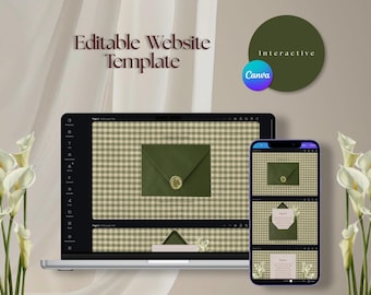 Plantilla interactiva para sitio web de cartas de amor / Diseño a cuadros (Descarga digital)