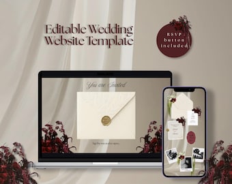 Plantilla interactiva para sitio web de bodas / Sitio web para confirmación de asistencia / Con banner adicional