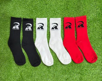 Right Path Premium Sports Crew Socks Pack – Black White Red Athletic Socks for Gym Football Running
