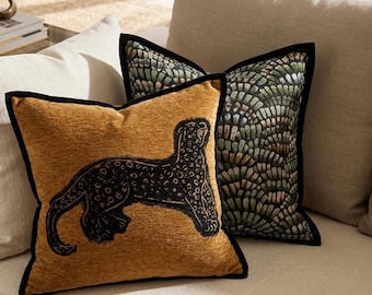 Housse de coussin jacquard, Housse de coussin léopard, Taie d'oreiller décorative moderne, Housse de coussin design, Coussin de canapé de luxe