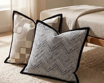 Housse de coussin moderne | Housse de coussin géométrique neutre, Housse de coussin minimaliste, Housse de coussin décorative, Housse de coussin de canapé