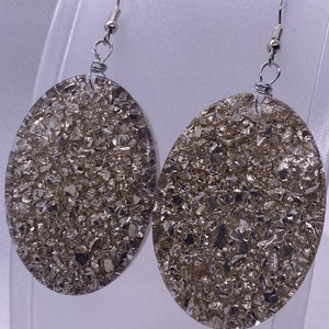 Silver Crushed Glass Earrings I Stainless Steel Hypoallergenic Earrings I Gift for Her I Statement Earrings