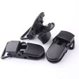 5pcs Black 1&quot; (25mm) Plastic Suspender Pacifier Paci Binky Bib, Soother, Toy or Mitten Holder Alligator Clips Snaps KAM for Craft Sewing DIY