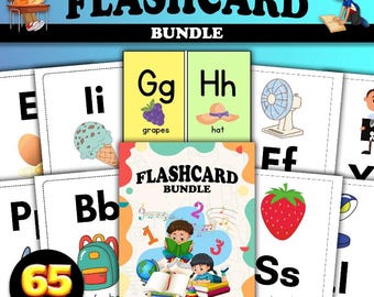 Children's Alphabet Flash Card Bundle, Alphabet Learning, Kids Educational Printables, Preschool Homeschool, Digital Download, Flashcards